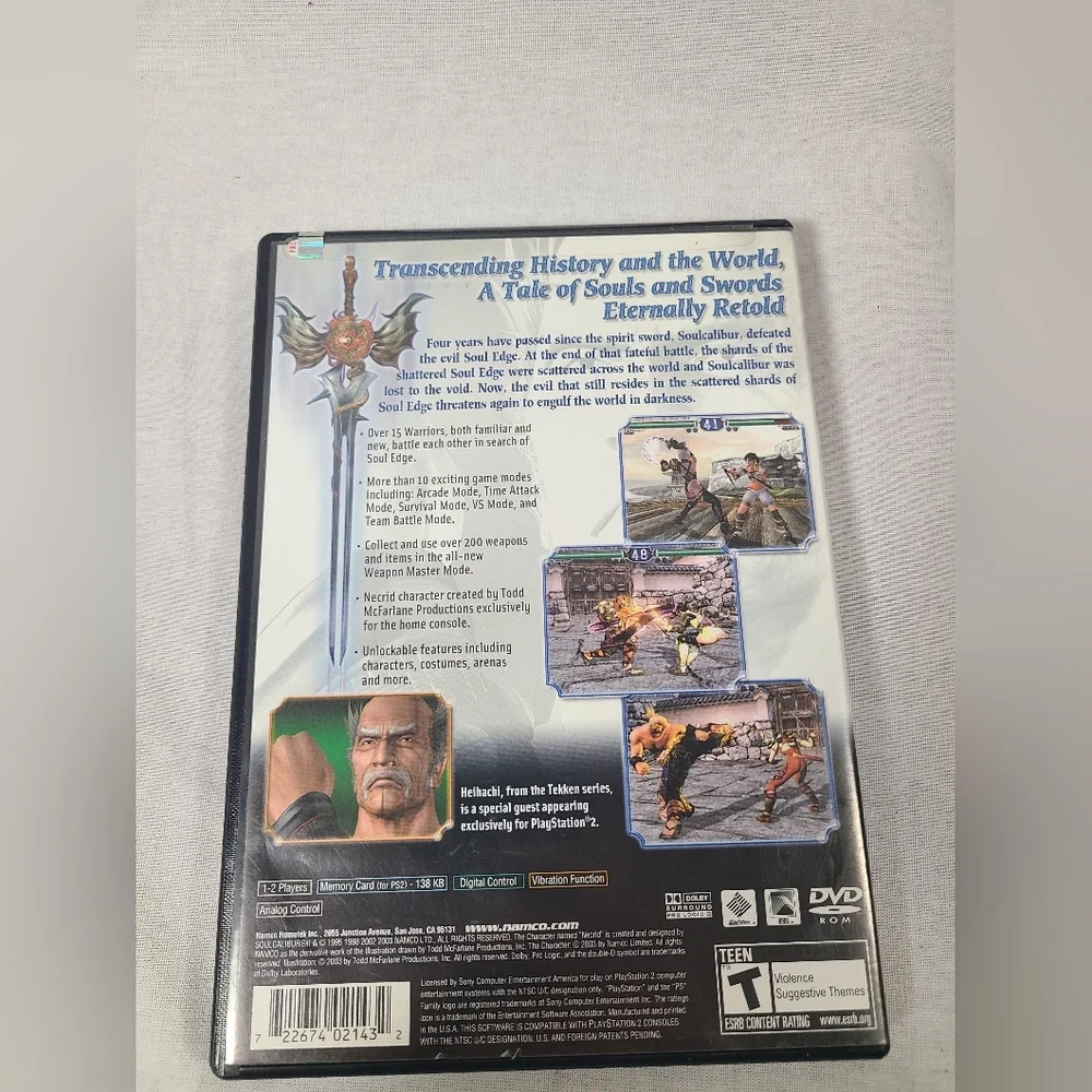 Soul Calibur II (Sony PlayStation 2, 2003) PS2 No Manual - Picture 2 of 4